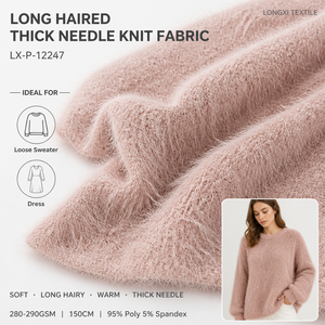 Tissu tricoté à l'aiguille longue et épaisse, 95% Poly 5% Spandex, 280GSM, 150cm, chaud, doux, moelleux, teint, extensible, pour robe pull fille - Product Image 4