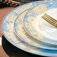 Service de table en céramique de luxe à motif floral, 60 pièces, style moderne minimaliste, en porcelaine fine, directement de l'usine