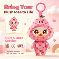 Peluche Mignonne Animaux Fruitées Kawaii Rose à Pois Poire Canard, Jouet Doux en Peluche, Porte-clés Breloque, Boîte Mystère, Décoration