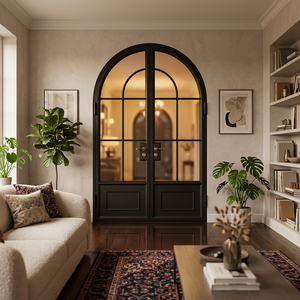 <span class=keywords><strong>Puerta</strong></span> <span class=keywords><strong>Interior</strong></span> de Vidrio Abatible Francesa de Aluminio con Arco Superior y Líneas Rectas - Product Image 3