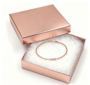 Boîte rigide en or rose personnalisée, boîte cadeau de luxe pour bracelet femme, bijoux de mode - Product Image 1