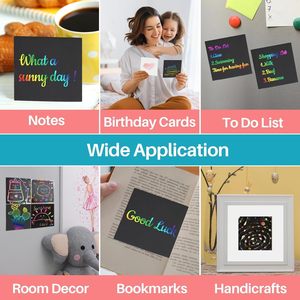 Cartes de vœux en papier <span class=keywords><strong>à</strong></span> gratter arc-en-ciel, estampage <span class=keywords><strong>à</strong></span> chaud - Mini-notes pour <span class=keywords><strong>anniversaire</strong></span>, Noël, classe, Saint-Valentin, cadeaux de fête - Product Image 3
