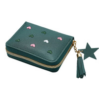 Dompet rumbai PU wanita penjualan terbaik Model pendek kualitas tinggi dompet Mini ritsleting hati cinta musim panas