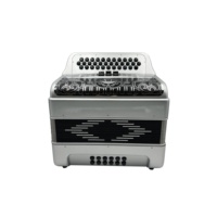 SEASOUND Accordéon Diatonique Professionnel 34 Boutons 12 Basses 3 Registers Argenté avec Grille Noire et Boutons Argentés Portable OEM JB3412C