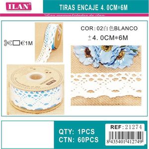 Strisce di pizzo ILAN 4,0 cm x 6 m bianche per artigianato e decorazioni - Product Image 3