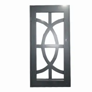 house exterior decorative modern simple design patio security frame single leaf swing big wrought iron doors with opening window