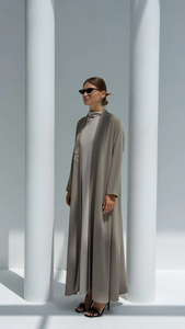 LEDUO ODM Customized Elegant Luxury Women Grey Embroidered <b>for</b> Women <b>Eid</b> Open Abaya - Product Image 2