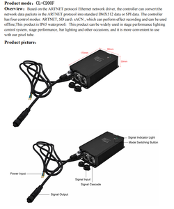 בקר <span class=keywords><strong>DMX</strong></span> Artnet בעל יציאה אחת, 24V, עמיד בפני גשם, מקצועי לשימוש חיצוני לתאורת פיקסל LED לבמה. - Product Image 4