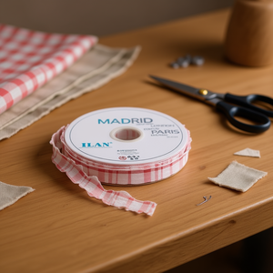 Nastro in Tessuto con Motivo a Quadri Madrid, Larghezza 2,5 cm, Lunghezza 91 m - Product Image 2