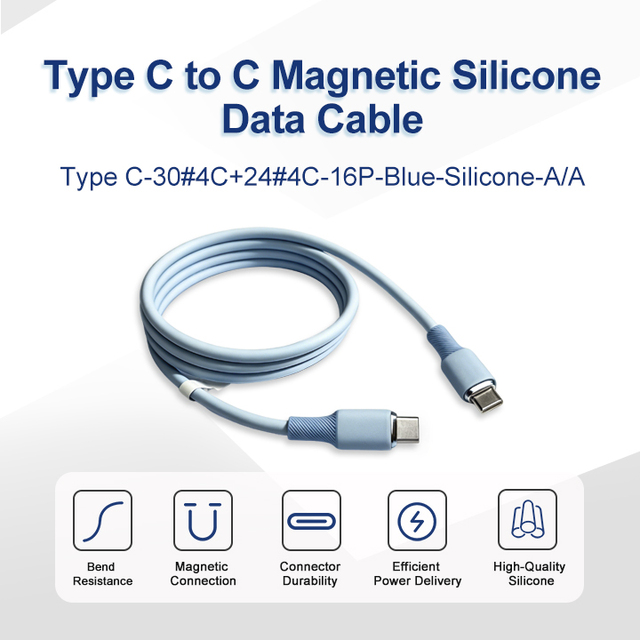 Type-C to Type-C Magnetic Silicone Braided Data Cable 100cm 100W Fast Charging USB-C PD Multi-purpose Cable for iPhone