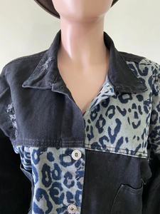 2025 automne Chaqueta Vaquera Para Mujer à manches longues Jean Denim vestes femmes <span class=keywords><strong>imprimé</strong></span> léopard Patchwork veste - Product Image 6