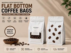 Bolsas de Embalaje de Plástico con Fondo Plano y Logotipo Personalizado, Bolsas de PE para Proteína en Polvo, Granos de Café, con Válvula y Cierre - Product Image 1