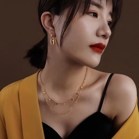 Collier double couche de haute qualité pour femme en acier titane, avec pendentif losange délicat et pampille, bijou à superposer
