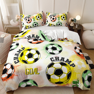 Customised <strong>Football</strong> <strong>Duvet</strong> <strong>Cover</strong> 3 Piece Microfiber Fabric 500TC Bedding Set for Home &amp; Hotel Use - Product Image 4