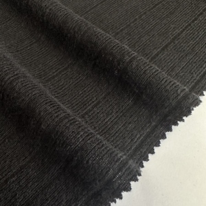 Heavyweight 300gsm Đen chải sườn vải dệt kim 97% <span class=keywords><strong>polyester</strong></span> 3% spandex rộng sọc dọc thiết kế cho áo len - Product Image 3