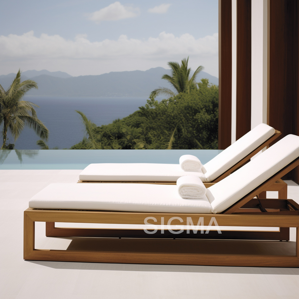 Modern Outdoor Furniture Sets Waterproof  Chaise Lounge Teak Outdoor Lounge Patio Outdoor Sofa