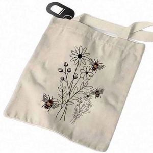 Lady Printed Canvas Lining Casual Fashion Handall Seasons Reusable <b>Tote</b> <b>Bag</b> Customized Closure Handbag - Product Image 5