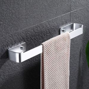 <span class=keywords><strong>Toallero</strong></span> <span class=keywords><strong>de</strong></span> <span class=keywords><strong>pared</strong></span> moderno para hotel, <span class=keywords><strong>de</strong></span> aluminio con acabado cromado negro, <span class=keywords><strong>de</strong></span> una sola barra, con orificios, <span class=keywords><strong>sin</strong></span> clavos - Product Image 2