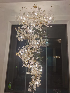 Nordic Style Ginkgo Branch <b>Leaves</b> Oversized Chandelier Staircase Modern Petal Chandeliers Pendant <b>Lights</b> Villa Mall Lighting - Product Image 6
