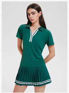 批发新款运动速干氨纶/尼龙运动衫女式短袖翻领户外徒步健身网球 - Product Image 4