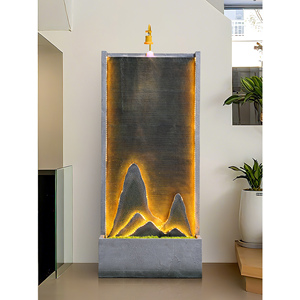 Fuente de Agua Moderna de Resina Simple con Cortina de Agua, Rocalla Decorativa, Paisaje de la Fortuna, Impermeable, para Decoración del Hogar y Porche - Product Image 1