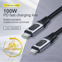 Cable tipo C 5A 100W 20V PD Cable de carga rápida Cable de datos del cargador de cable USB con chip E-Marker para dispositivos IOS
