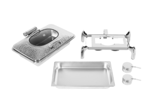 Calentador de Comida Hidráulico con Tapa Martillada de 9L, Calentador de Buffet de Acero Inoxidable con Ventana de Vidrio para Servicio de Catering en Restaurantes - Product Image 4