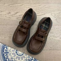 Mocassins décontractés pour femmes à double boucle, bout carré, semelle épaisse et plateforme