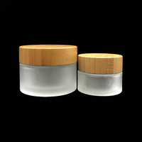 Hochwertige Mattglas-Kosmetikbehälter für Gesichts- und Körpercreme 15g 30g 50g 100g 150g 200g Glas-Kosmetikdosen mit Bambus-Schraubverschluss