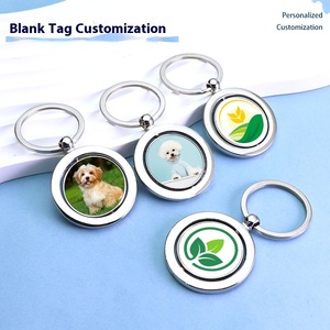 Biểu tượng tùy chỉnh khắc laser kim loại Keychain trống tag Mặt dây chuyền trong vòng vuông hình bầu dục hình dạng đồng xu chủ khuyến mại Quà Tặng - Product Image 2