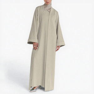 Abaya Musulmane Femme en Sergé Premium avec Robe Intérieure Modeste, Ensemble 2 Pièces Abaya Islamique Longue et Modeste, en Stock, Vente en Gros - Product Image 1