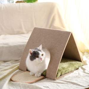 Katzen bett Fabrik Massives Dreieck Multi Small Pet <span class=keywords><strong>Cube</strong></span> House Haustier gefilzt werden Katzen haus mit Kratz brett für Innen katzen bedeckt - Product Image 3