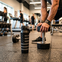 Bouteille d'eau sport isotherme anti-fuite en acier inoxydable avec couvercle à poignée, impression graphique personnalisée, vente en gros