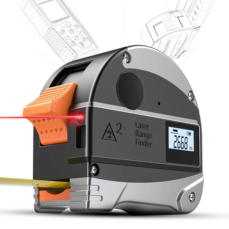 Laser Pengukur/Pita Pengukur Digital, Alat Pengukur 3 Dalam 1 LED Tampilan Digital Terbaru