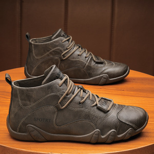 Hot <b>Sale</b> <b>Spring</b> Summer Breathable Soft Casual High-top Flat Shoes Fashion Trend Men All Match Mesh Lining Lace-up - Product Image 3