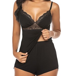 Pijama corto con tirantes y encaje con estampado de leopardo, ropa interior femenina, ropa de estar por casa, ropa de uso diario, ropa de dormir informal de verano - Product Image 2