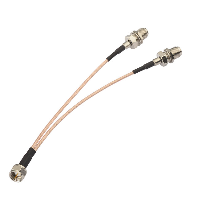 Superbat F Male to F Dual Female Coax Splitter Cable V-Type TV Splitter Cable Satellite 3-Way Female 50ohm 15cm(6 inches)
