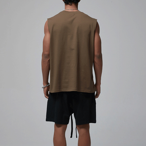 T-shirt sans manches 100% coton, poids lourd, 300 GSM, douceur supérieure, tissu pré-rétréci, ne se rétrécit pas - Product Image 3