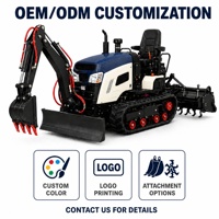 Tracteur agricole miniature diesel 4x4 40 CV avec prise de force hydraulique, chenilles et cultivateur