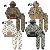 Vêtements pour enfants : Ensembles sweat à capuche et pantalons de jogging en bambou avec nœuds français, imprimé camouflage personnalisé, design automne