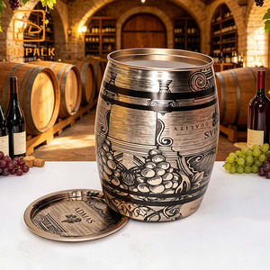 Lata de hojalata soldada estilo barril vintage, contenedor de hojalata con soldadura de costura apta para alimentos, caja metálica impresa personalizada para embalaje de regalos - Product Image 3