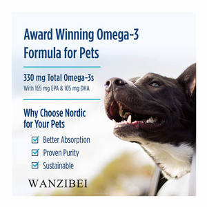 WANZIBEI Óleo de peixe Omega-3s EPA DHA Suplemento para Casaco de Pele de Cachorro Suporte a Triglicerídeos Cardíacos Saúde Geral Pet <span class=keywords><strong>Food</strong></span> - Product Image 2