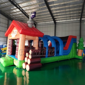 Directo <span class=keywords><strong>de</strong></span> Fábrica: Pista <span class=keywords><strong>de</strong></span> Obstáculos Inflable <span class=keywords><strong>de</strong></span> PVC <span class=keywords><strong>de</strong></span> 0.55mm con Diseño <span class=keywords><strong>de</strong></span> Cabaña <span class=keywords><strong>de</strong></span> Madera, Juego <span class=keywords><strong>de</strong></span> Obstáculos Inflable para Niños, Fiestas al Aire Libre y Negocios <span class=keywords><strong>de</strong></span> Alquiler - Product Image 5