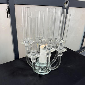 Décoration de fête de mariage de luxe Candélabre en cristal 8 bras Pilier Tube Centres de table Bougeoirs - Product Image 2