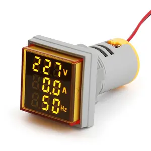 NIN 22mm gelbes Quadrat 3 in 1 AC 50-500V 0-100A 0-99Hz Anzeige Voltmeter Ampere meter Frequenz messer
