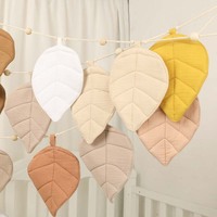 Guirlande murale en tissu mousseline lavable motif feuilles pour décoration de chambre de bébé, décoration de fête d'anniversaire, bannière à fanions, décoration intérieure
