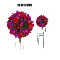 Bunga Buatan Sutra Simulasi Bougainvillea Bentuk Bola dengan Pasak Segitiga Lepas Pasang - Kokoh dan Stabil untuk Pernikahan Luar Ruangan