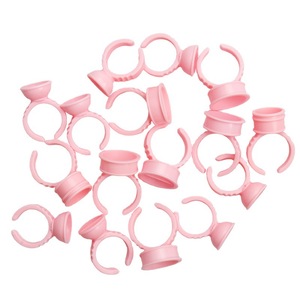 100pcs Pink Plastic Glue Rings Cup Container for Eyelash Extension Adhesive Holding - Product Image 2