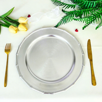 Assiettes de Présentation en Plastique Argenté Électroplaqué Non Toxique, Style Vintage Luxe Léger pour Fêtes, Mariages et Dîners