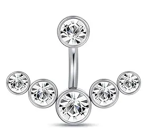 Trend 14G Wholesale Stainless Steel Heart Butterfly Devil Heart Clear Cubic Zircon Navel Rings For Women Navel Stud Piercing